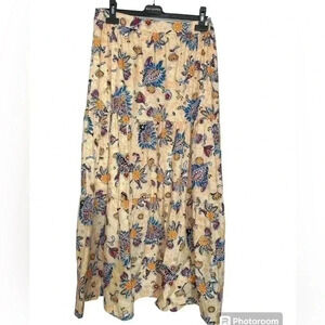 Elie Tahari Tiered Boho Floral Full Maxi Skirt sz  M